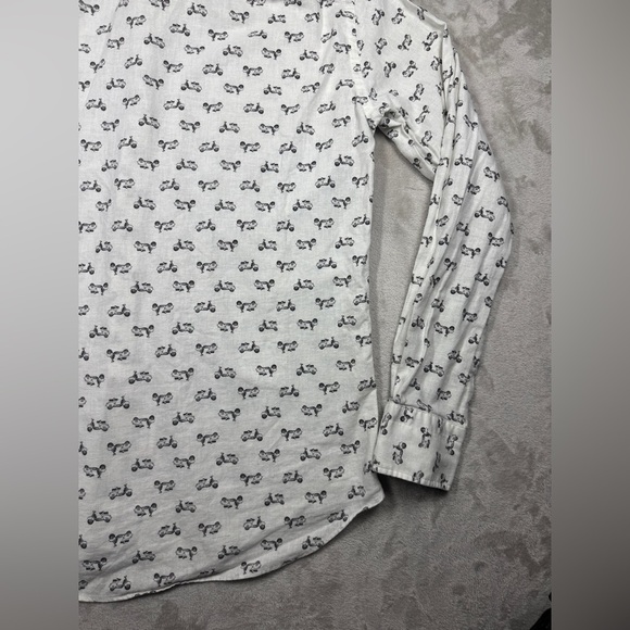 Maurizio Baldassari Men’s Novelty Moped Scooter White Black Button Up Shirt L - Picture 14 of 16